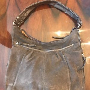 Grey suede hobo